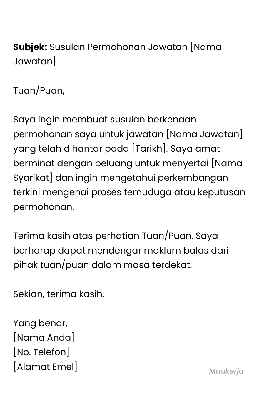 Contoh Email Follow Up dalam Bahasa Melayu